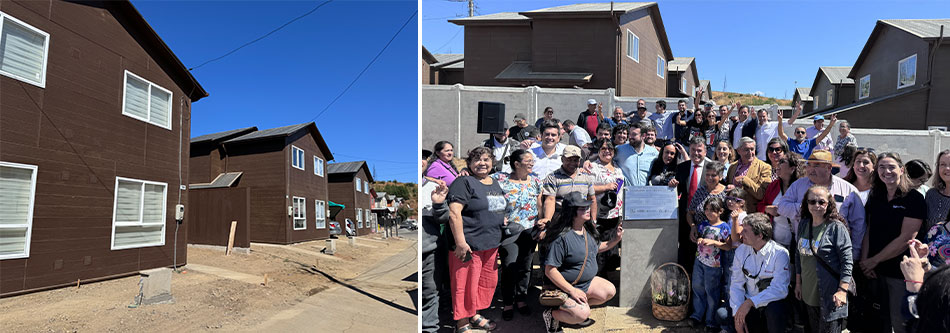 Freeport-McMoRan’s El Abra operation helped fund 48 fully furnished new houses to replace those lost in two Chilean communities in forest fires last year; Local families gathered with mining industry and government representatives to dedicate new houses for families of two small communities devastated by forest fires last year.