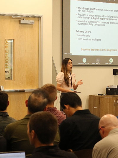 Samahara Quintana Chavez, Operational Excellence Intern, presents at the 2026 University Summer Intern Conference. 