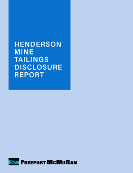 Henderson Mine Tailings Disclosure Report